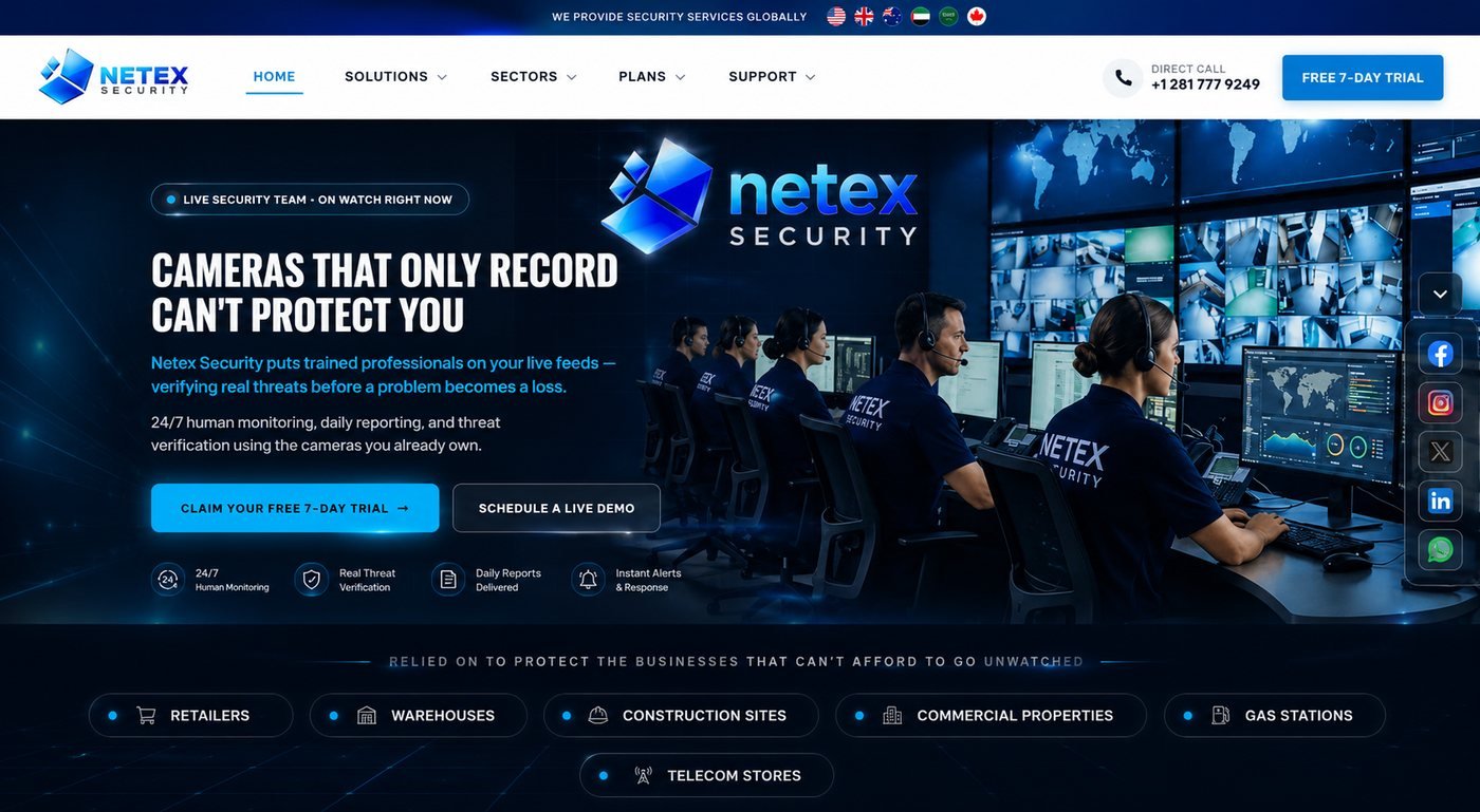 Netex Security website designed and built by InfyTech